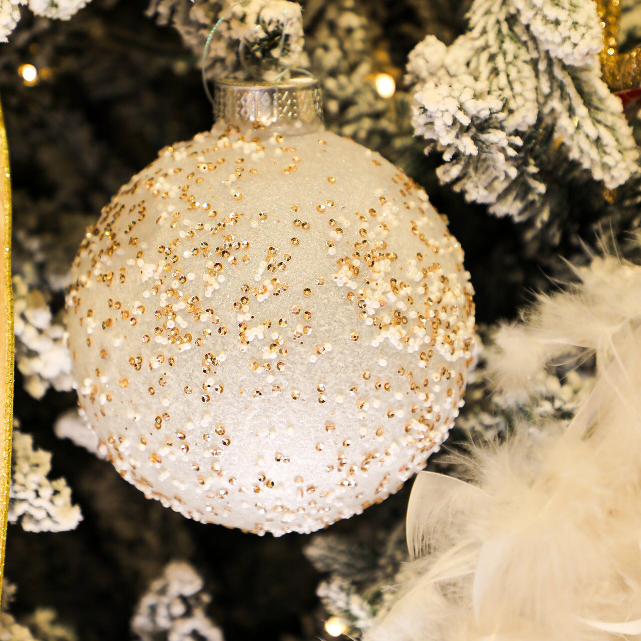 13CM Ball White/Champagne