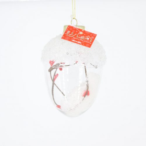 acorn Ball with red and snow