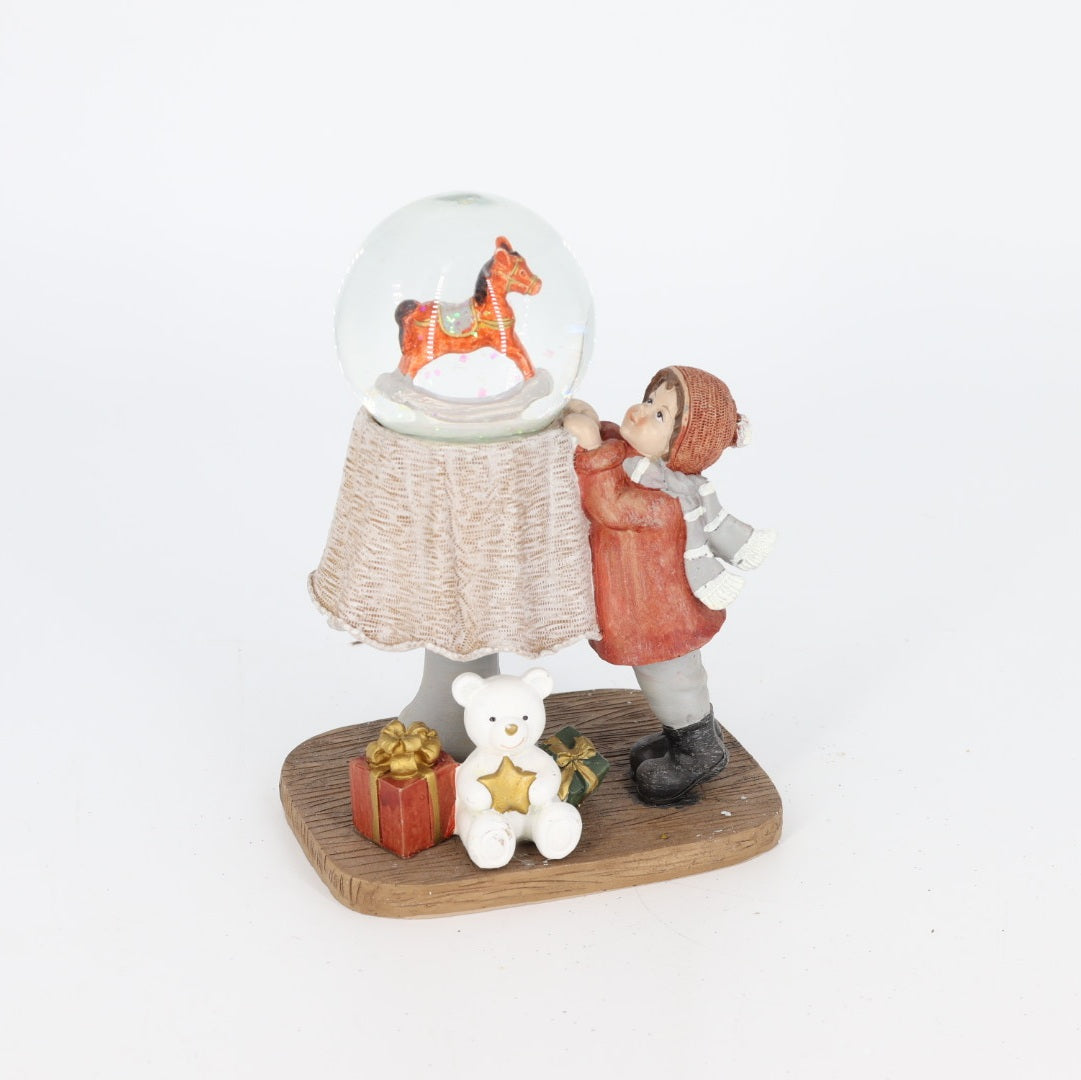 Resin Snowglobe With Boy