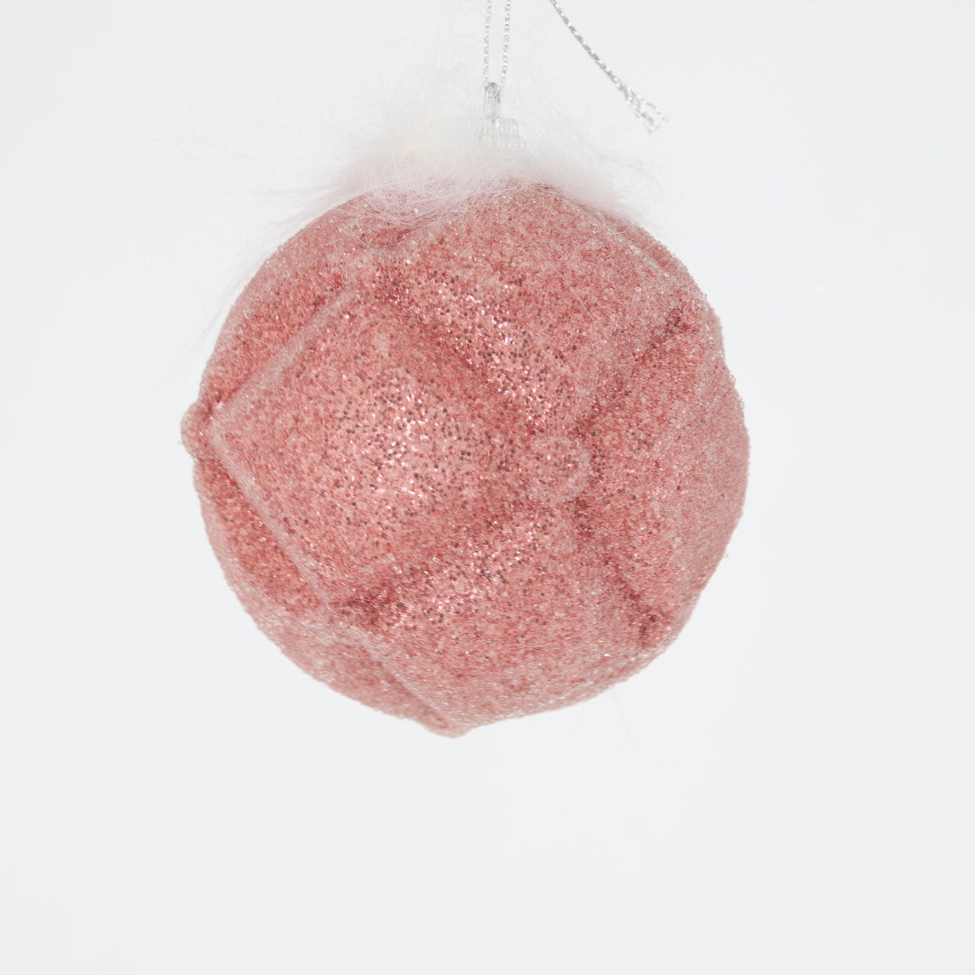 Rosegold w/Fur 10cm Christmas Ball