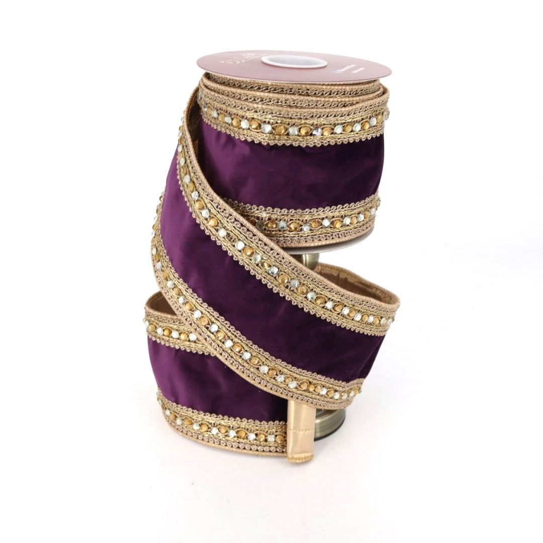 Beaded Burgundy Ribbon