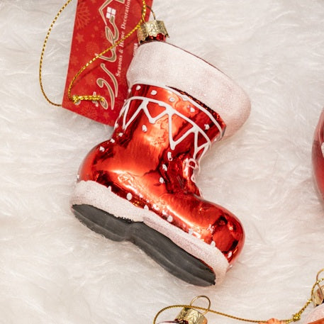 Santa Boot Glass Orna