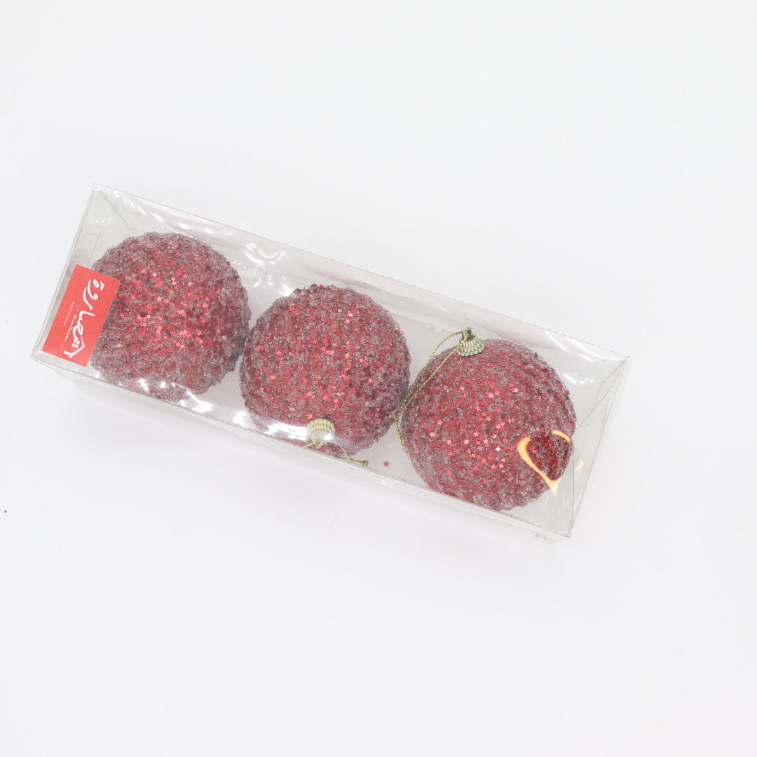 Red Flocked 8cm Balls