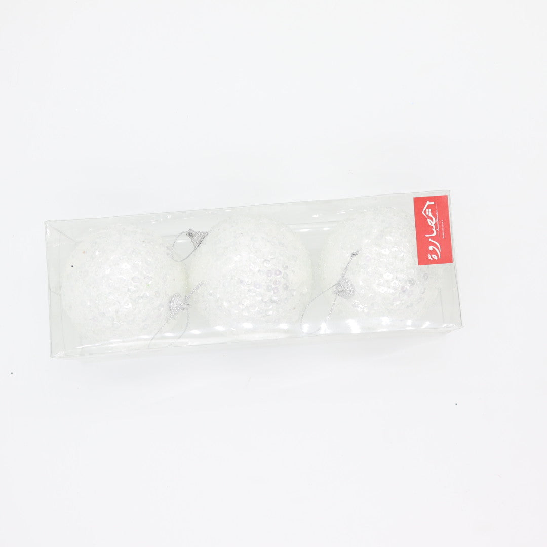 White Sequin 8cm Balls