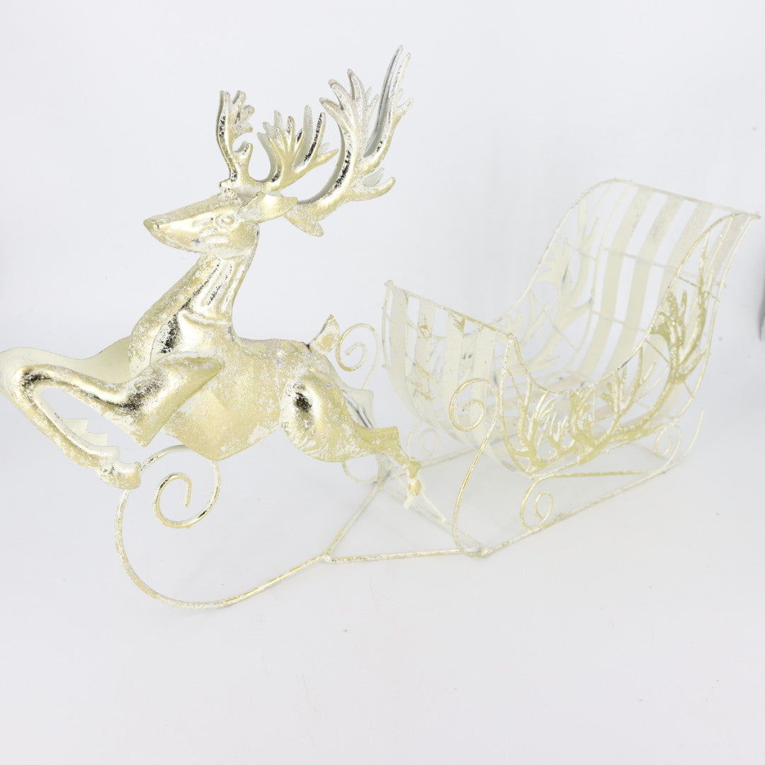 Metal Reindeer With Sleigh