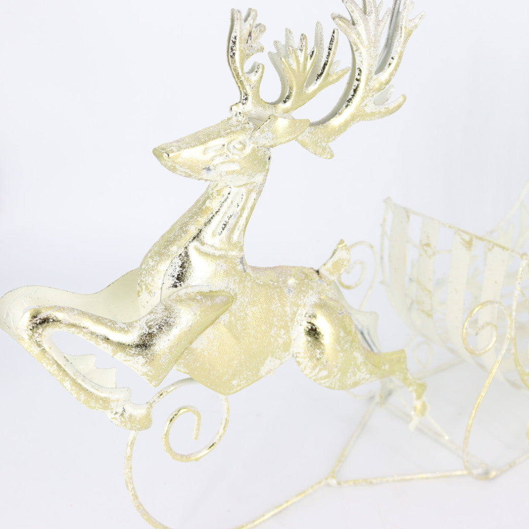 Metal Reindeer With Sleigh