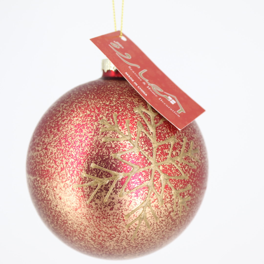 Red/Gold Snowflake Glass Ball