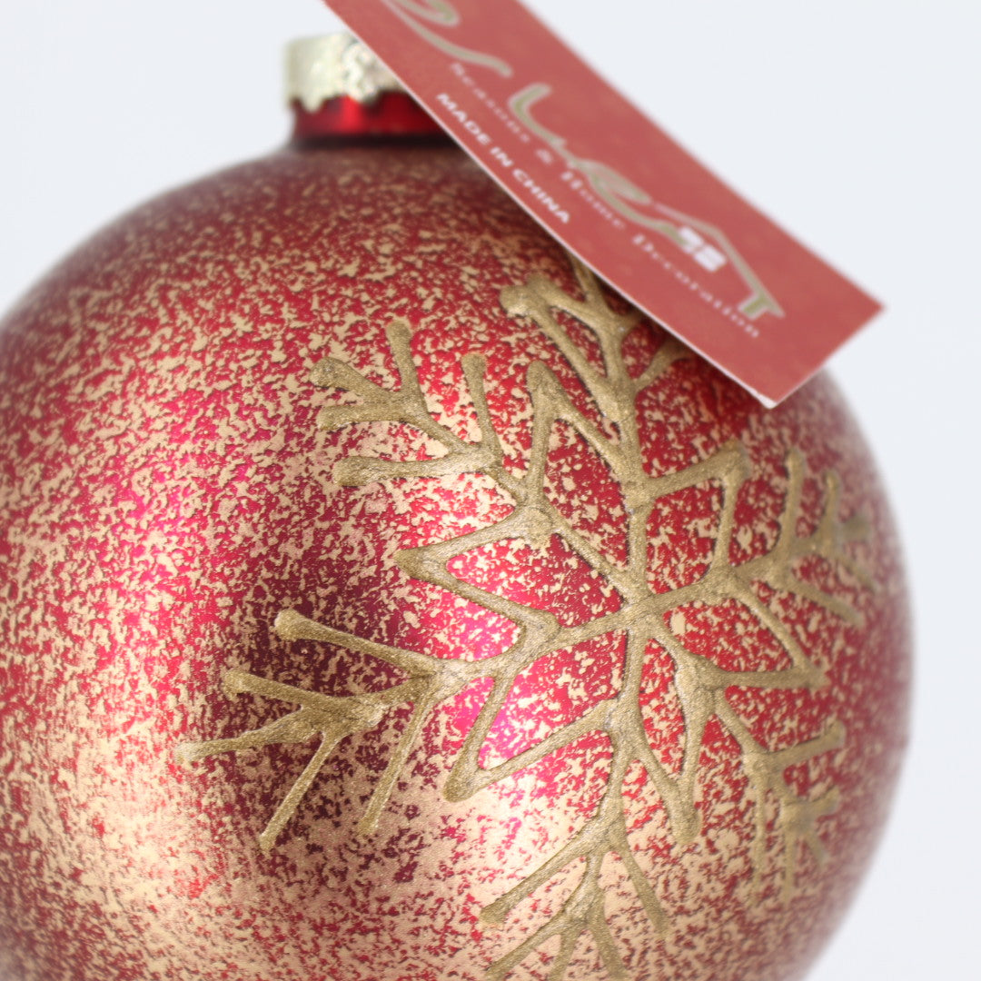 Red/Gold Snowflake Glass Ball