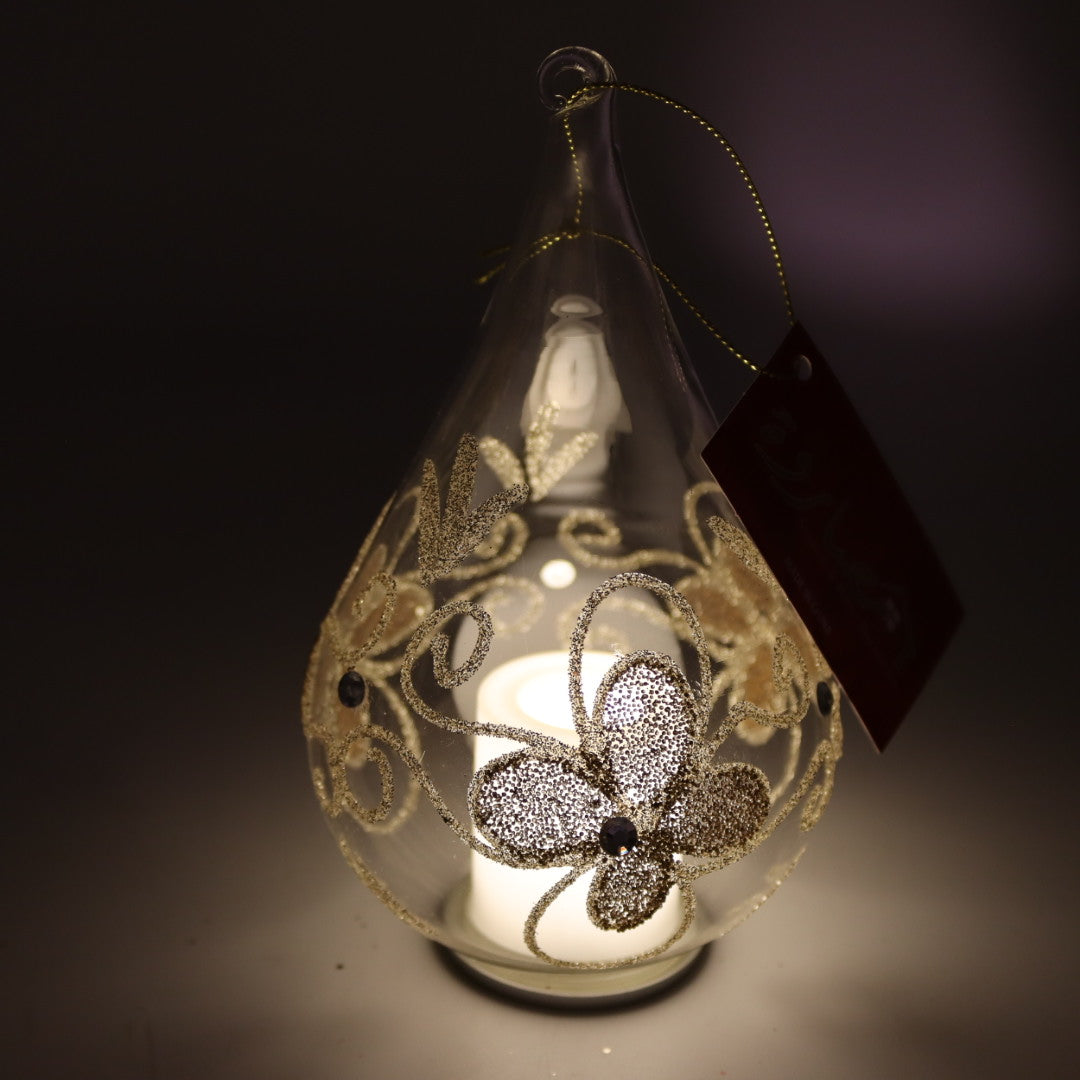 Transparent/Gold Lighted Glass Orna