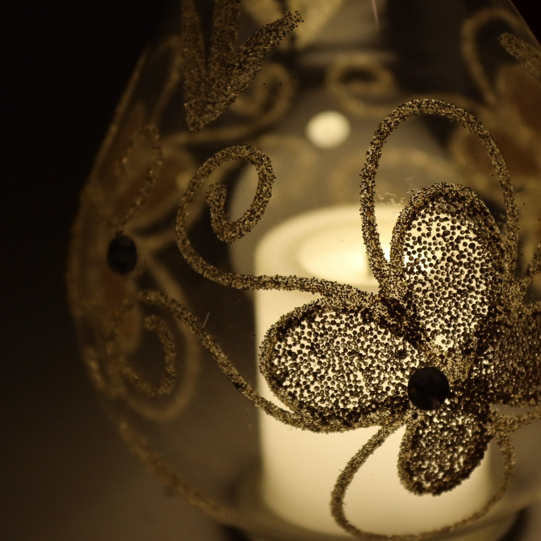 Transparent/Gold Lighted Glass Orna