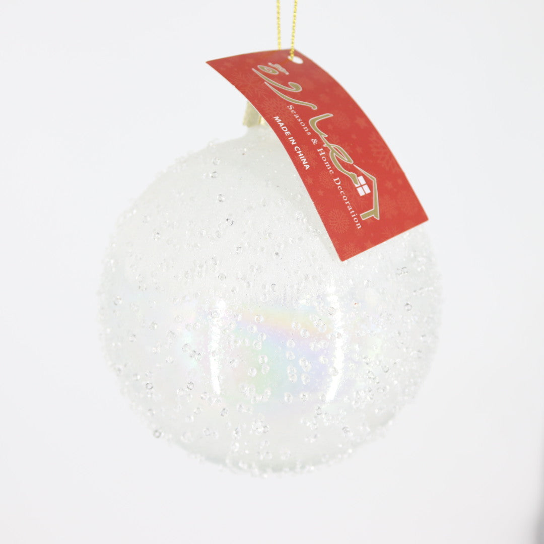 White flocked Glass Ball