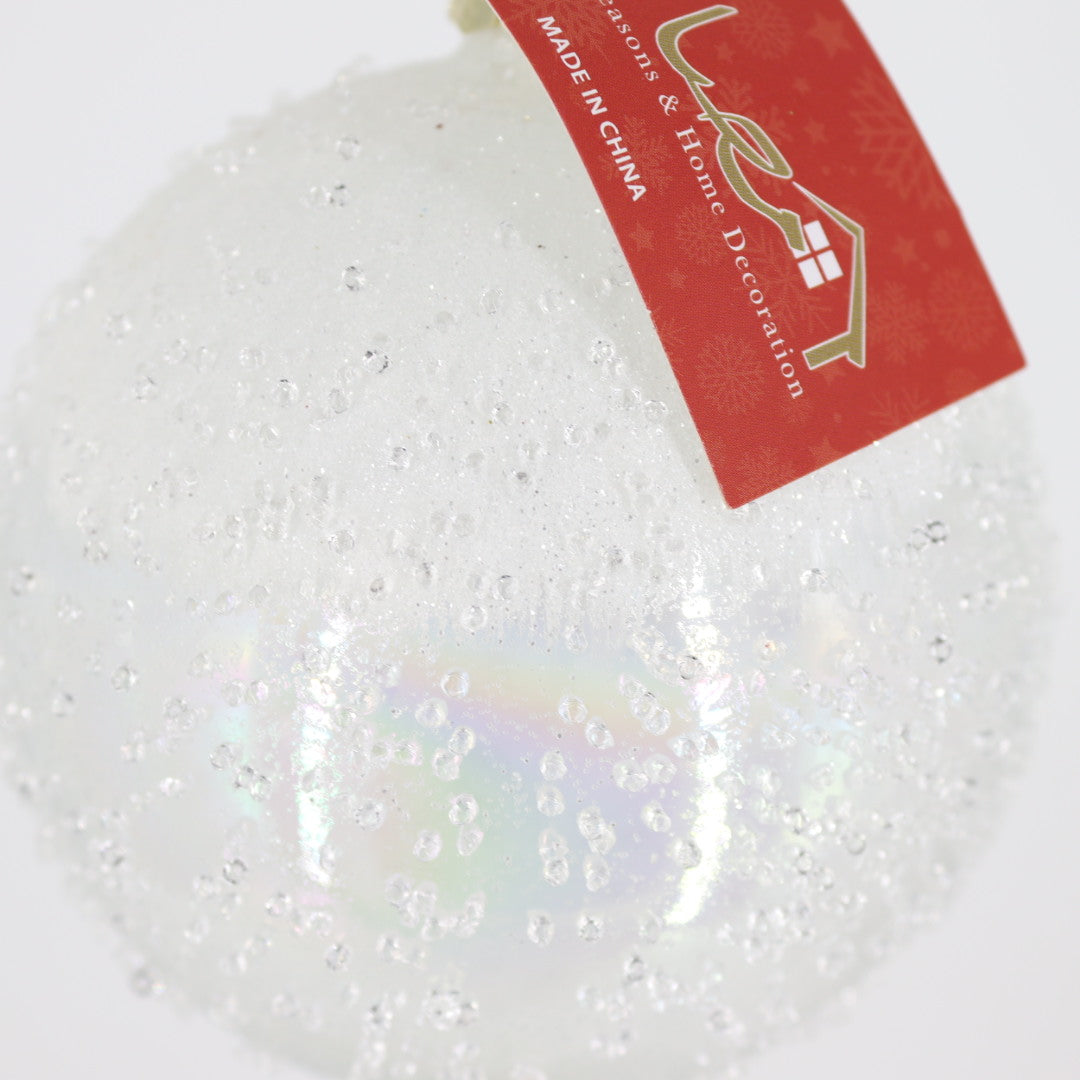 White flocked Glass Ball