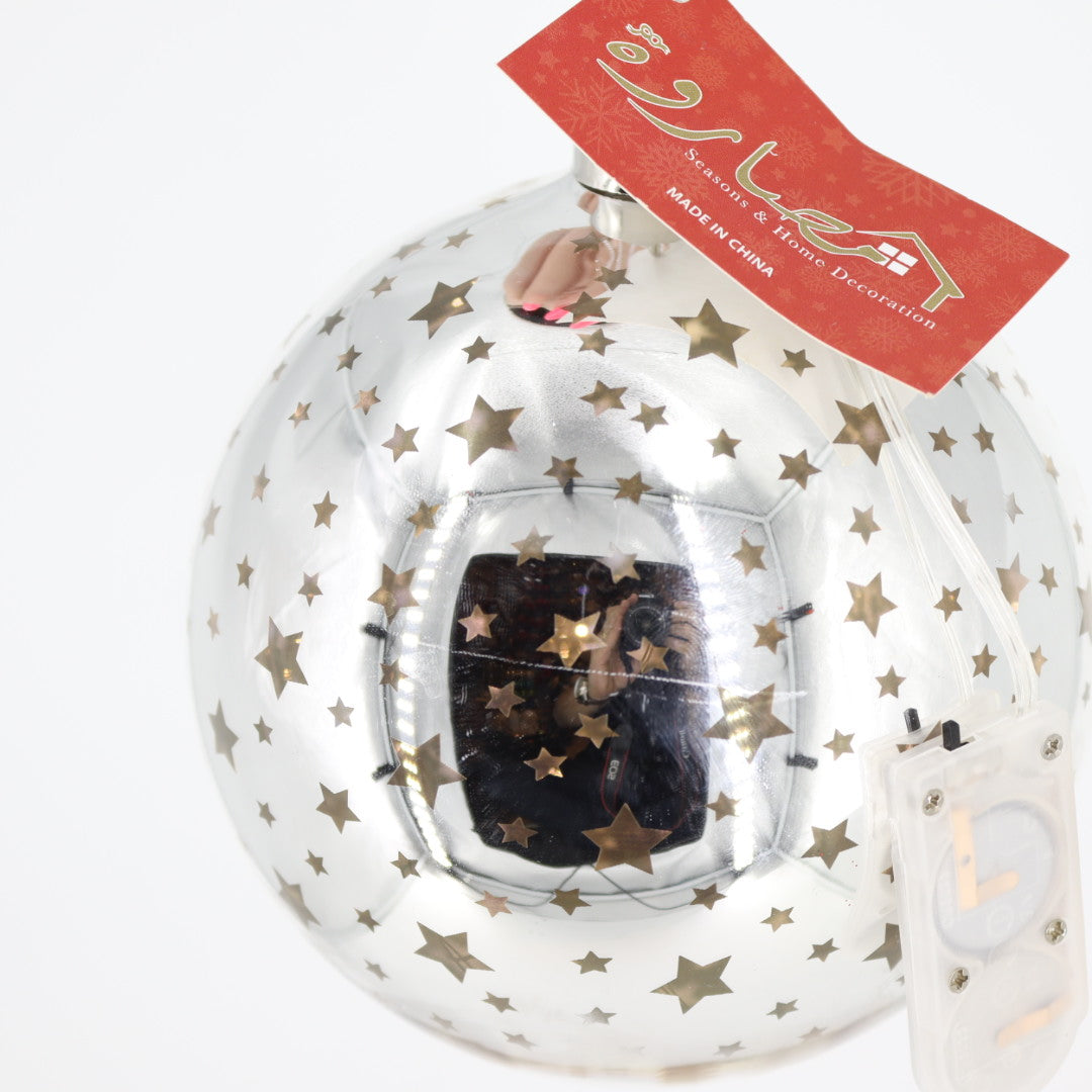 Lighted Silver Glass Ball