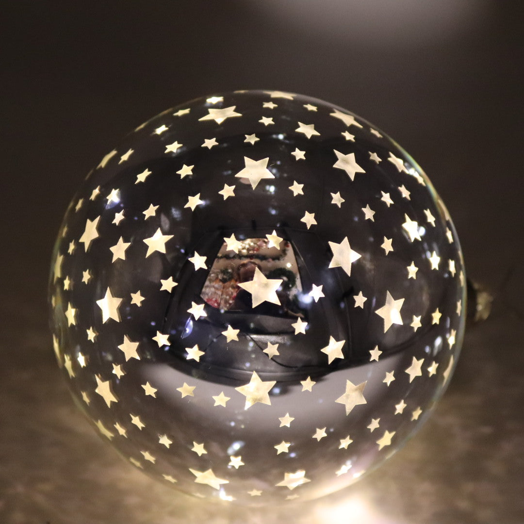 Lighted Silver Glass Ball
