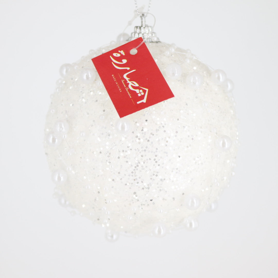 10cm White With Pearls Ball