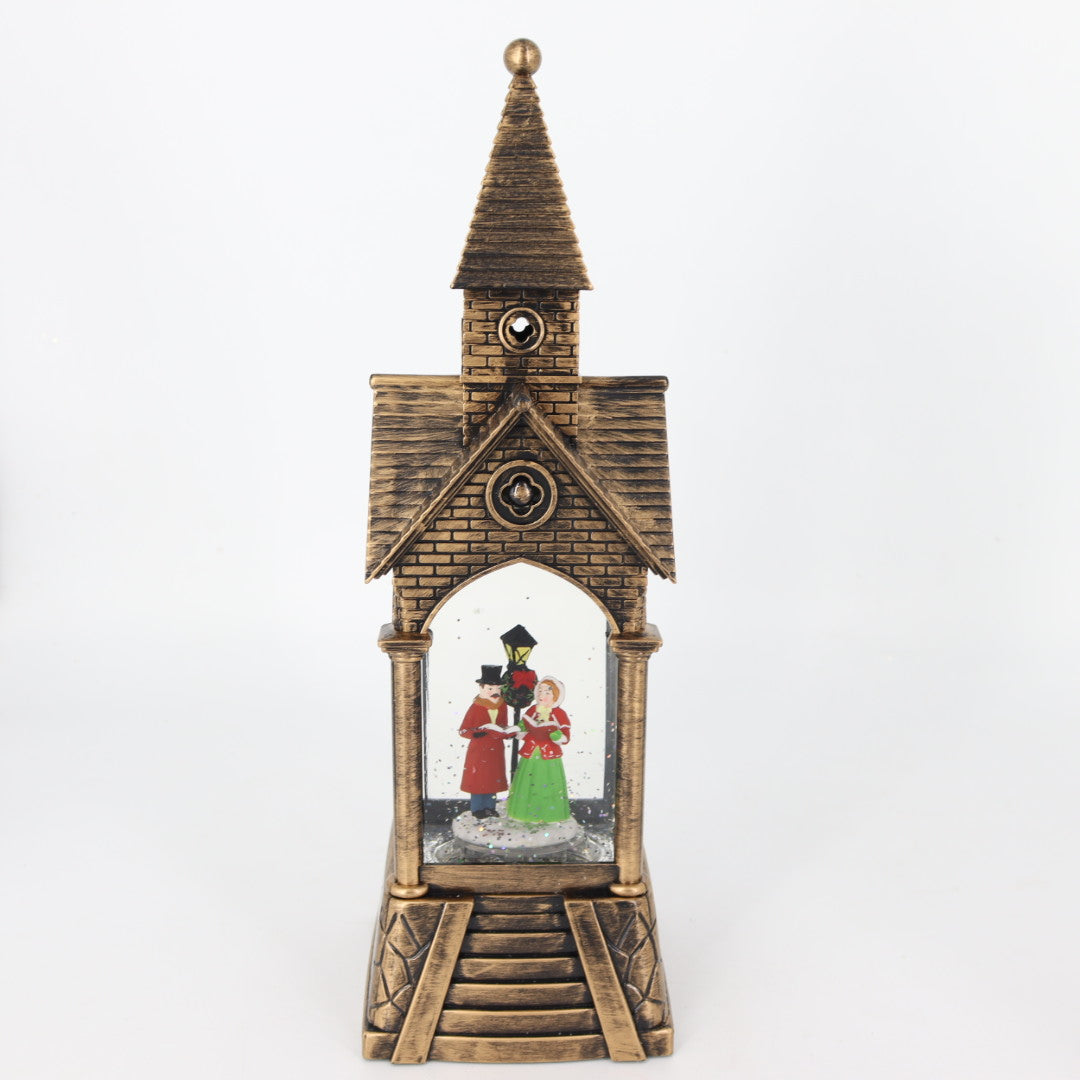 Church Snowing lighted Latern