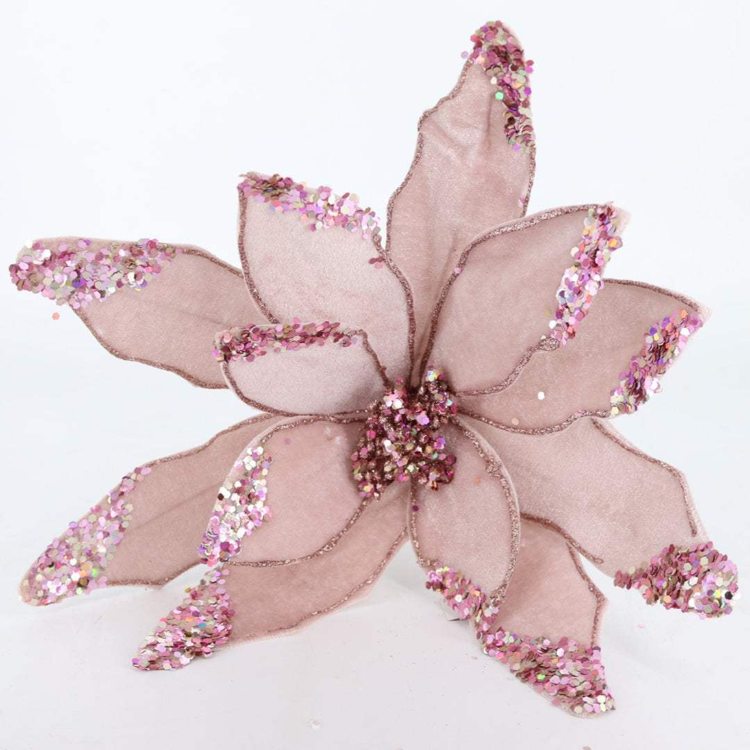 Pink / Rosegold Glitter Flower