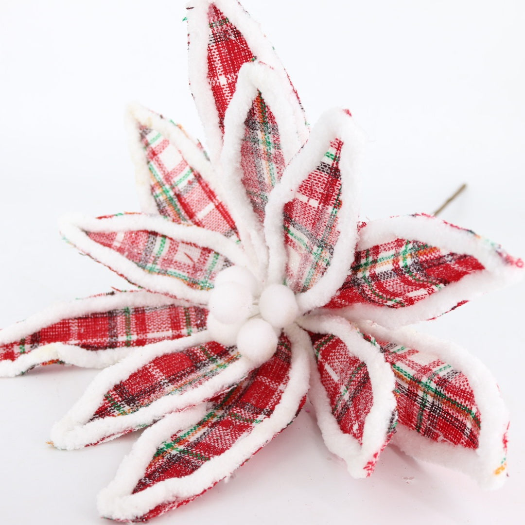 Tartan Red Fur Flower