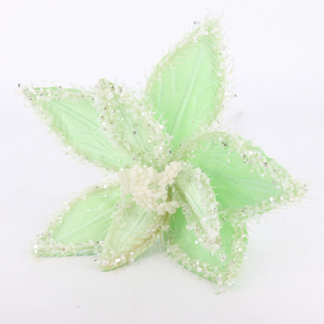 Pastel Green Glitter Flower