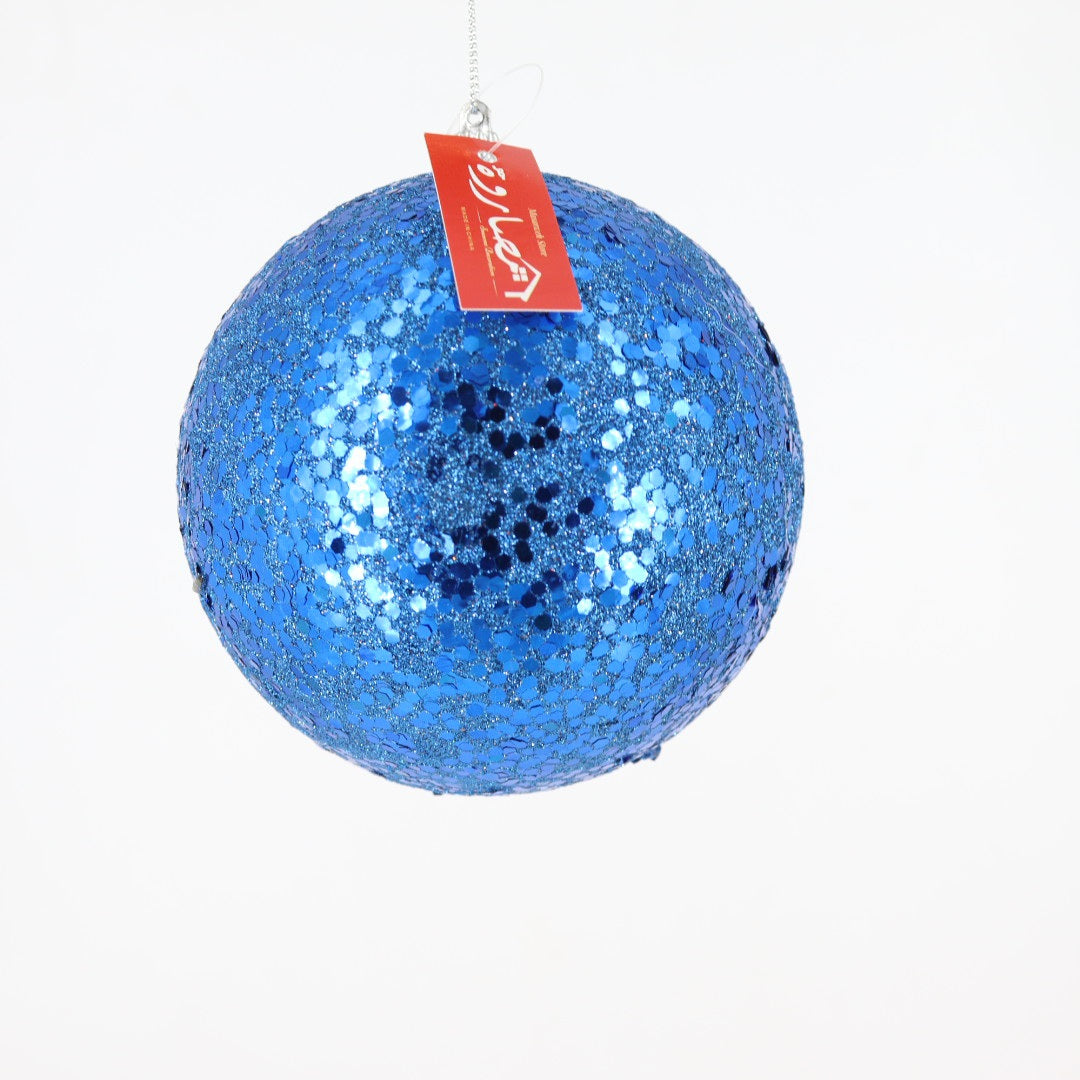 12cm Royal Blue Glitter Christmas Ball Ornament