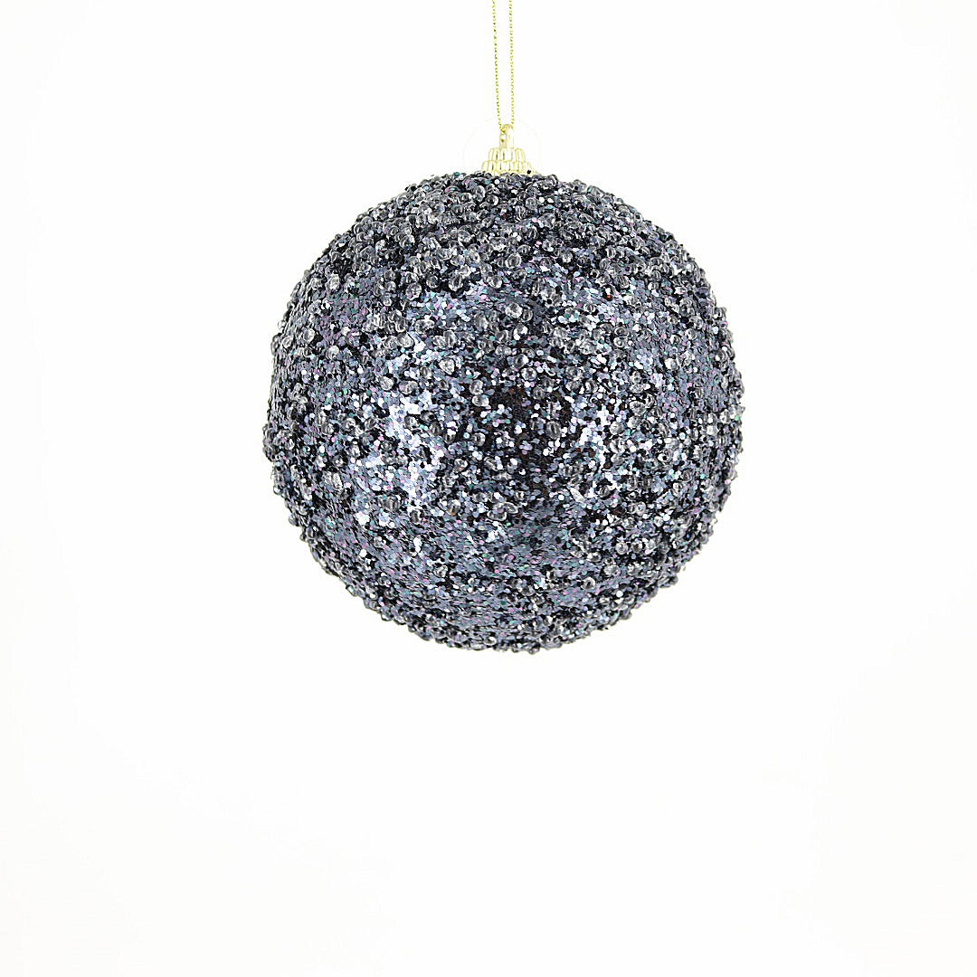 12cm Charcoal Beaded Christmas Ball Ornaments