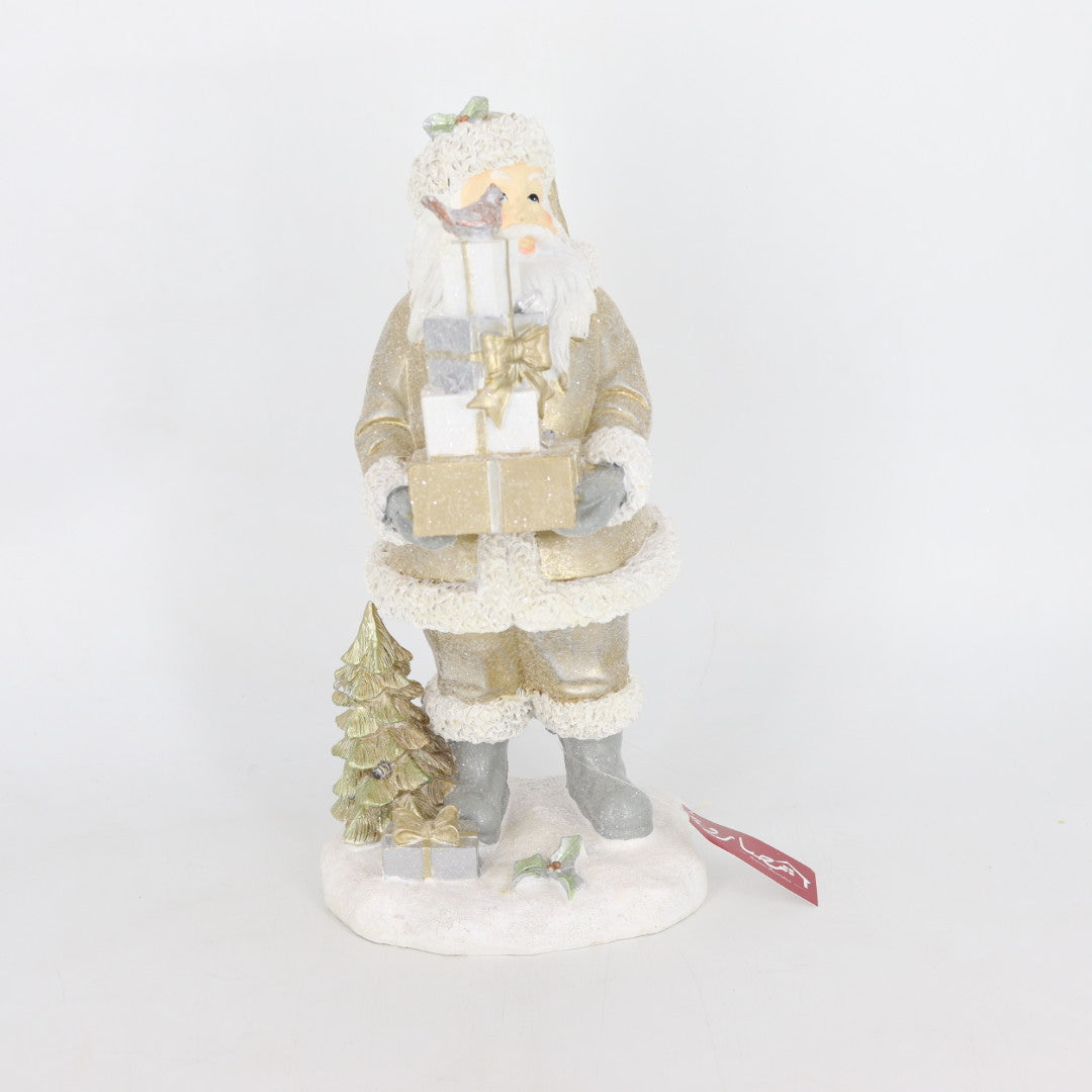 Gold Santa Holding Gifts Figurine