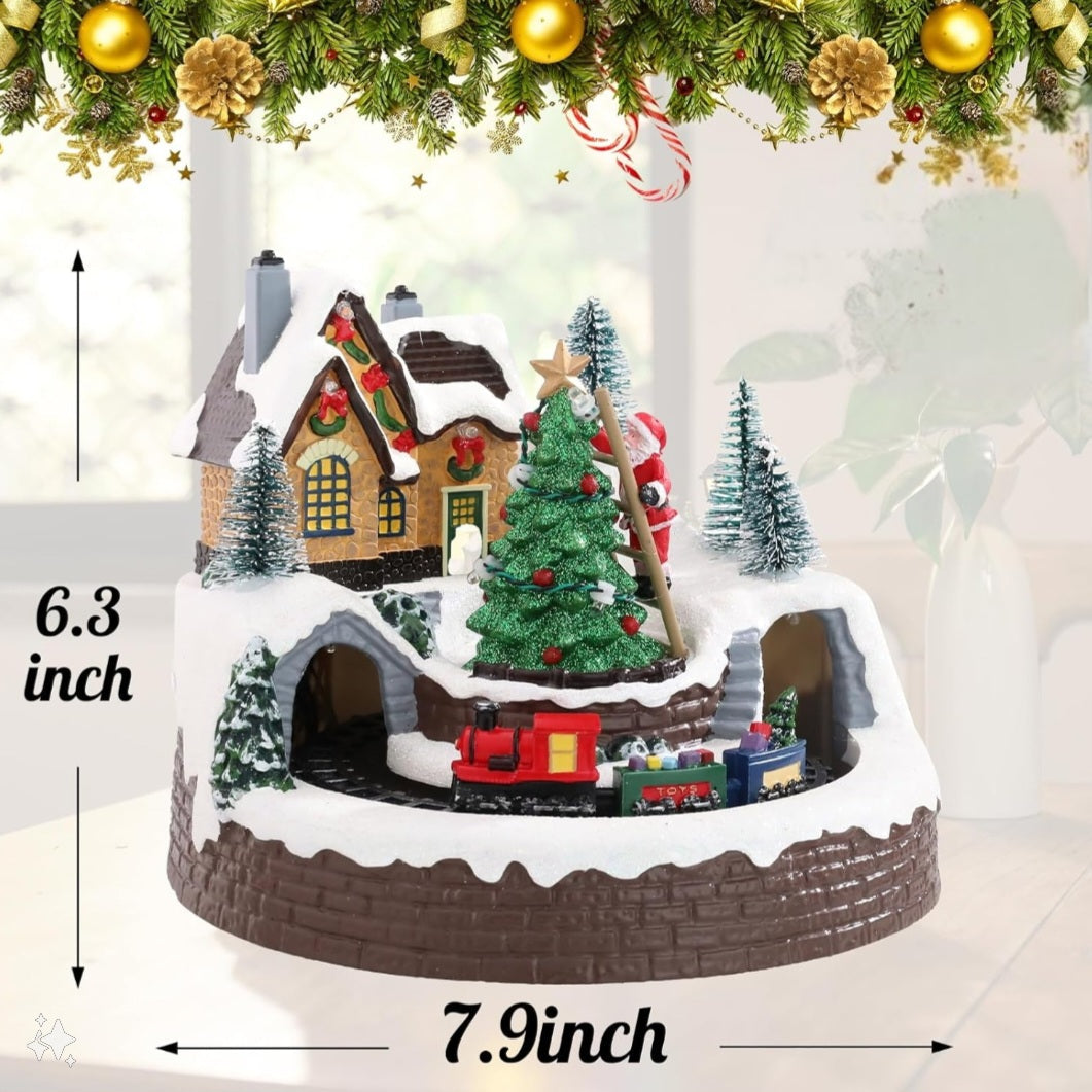 music rotating train decoration Santa Claus music box