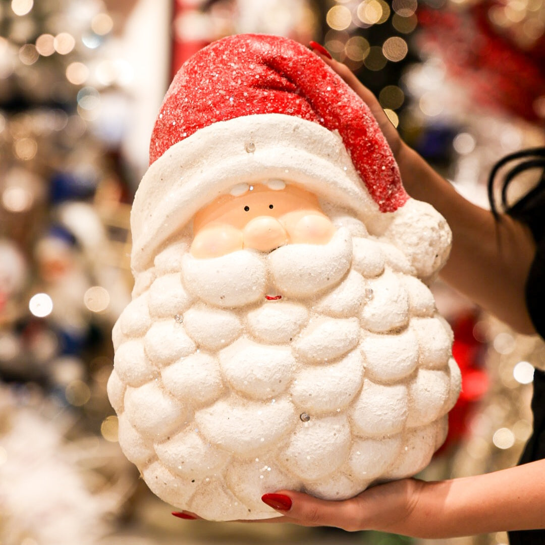 Santa Head With Lights Table Top