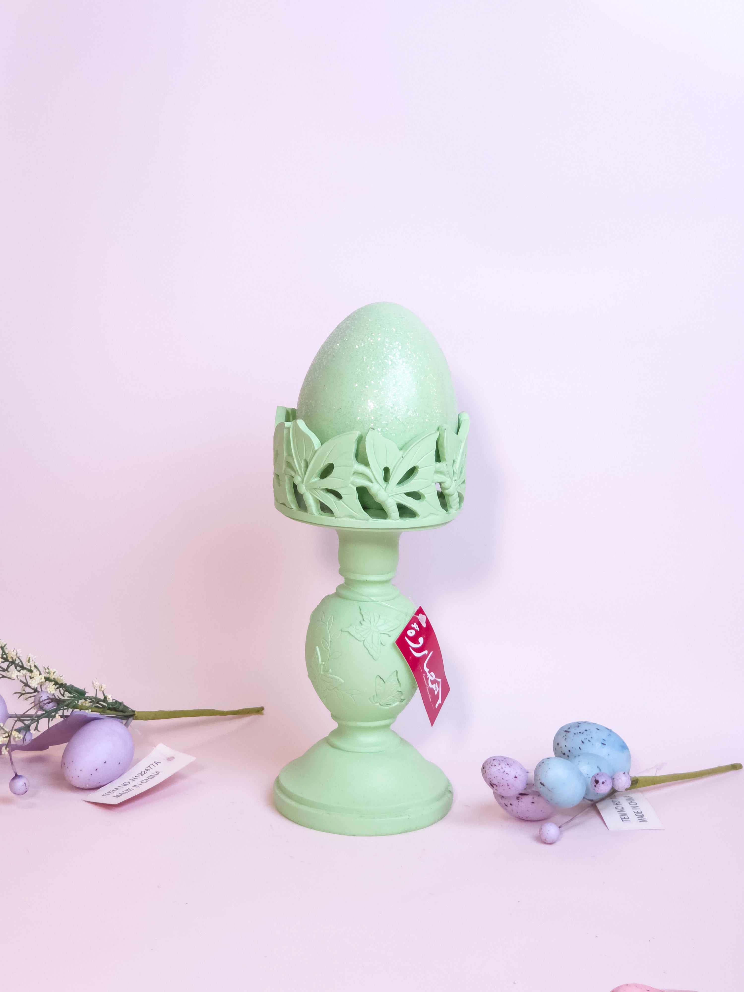 Candle Holder With Egg Green