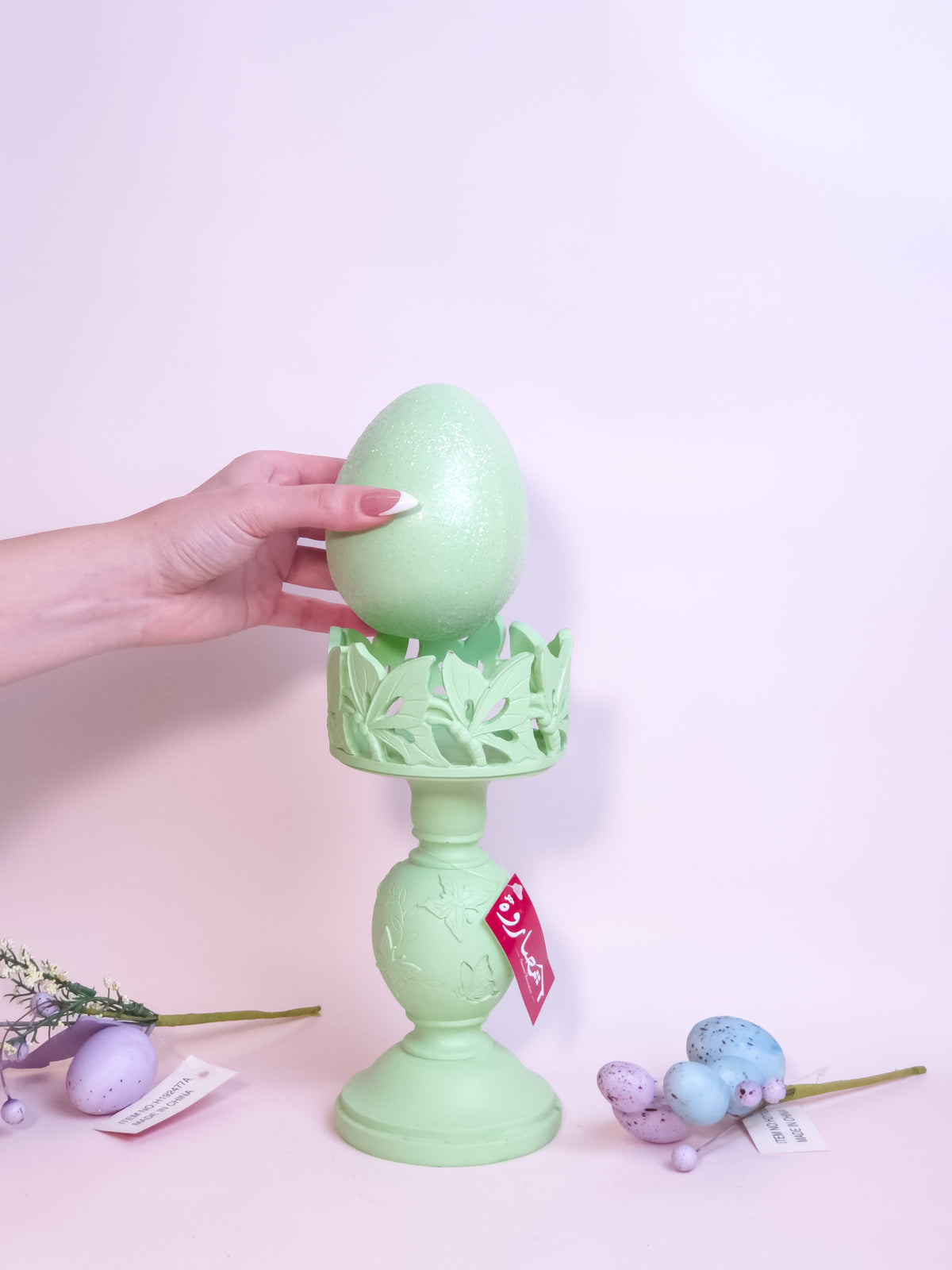 Candle Holder With Egg Green