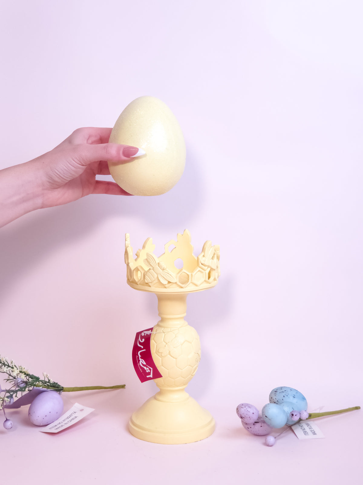 Candle Holder With Egg Yellow