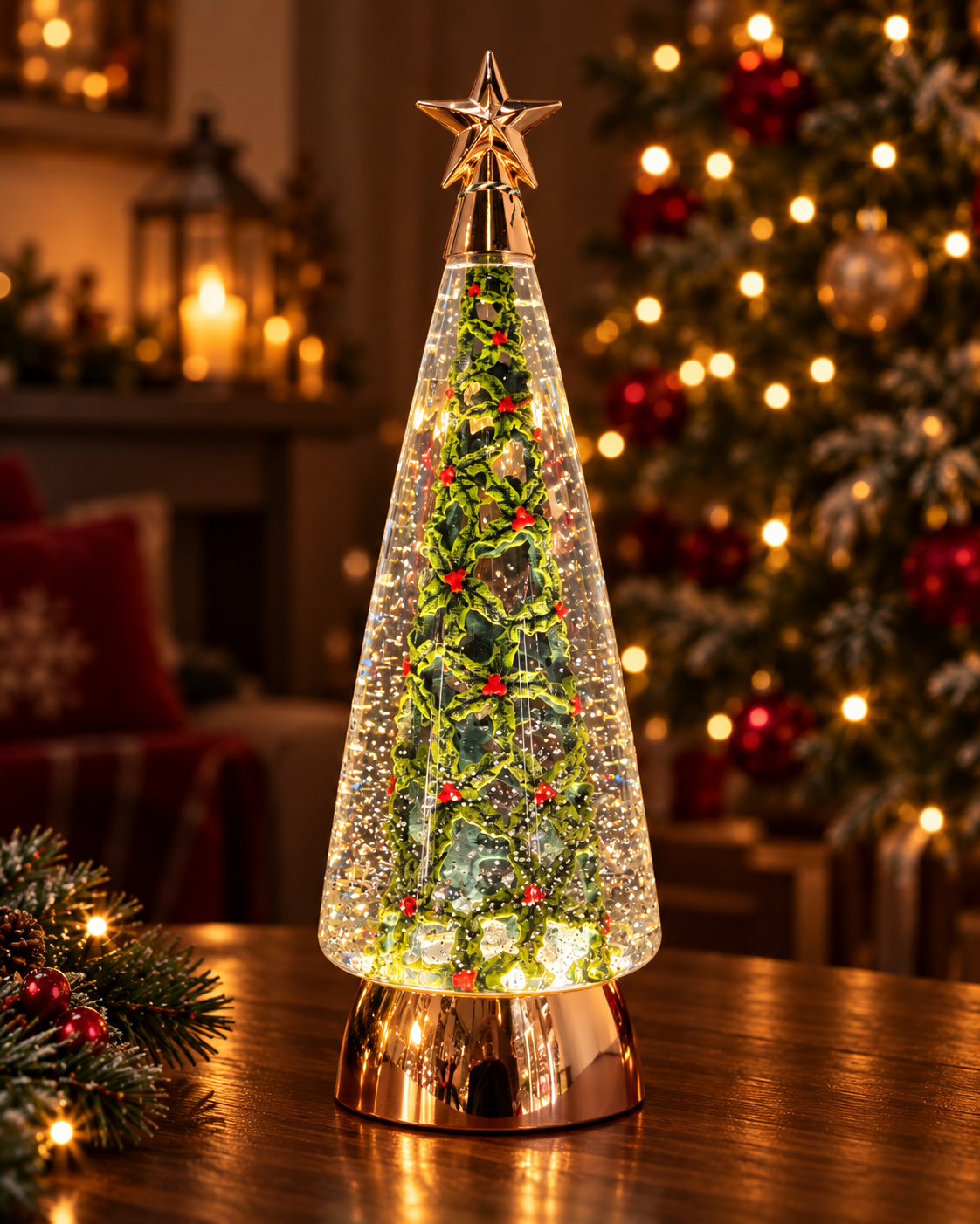 Spinning Green Tree Musical Water Lantern