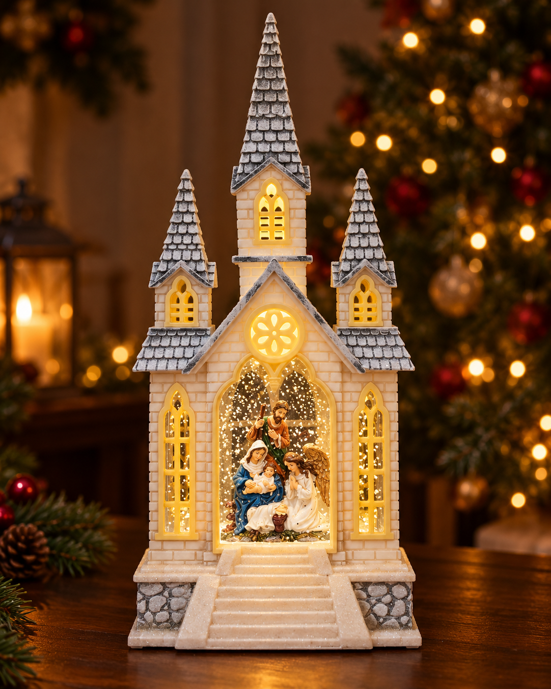 Nativity Set Chruch Musical Water Lantern