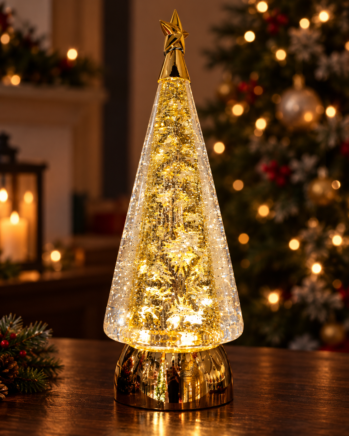 Spinning Gold Tree Musical Water Lantern