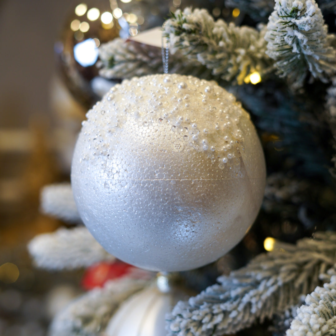 12CM White With Pearls On Top Ball