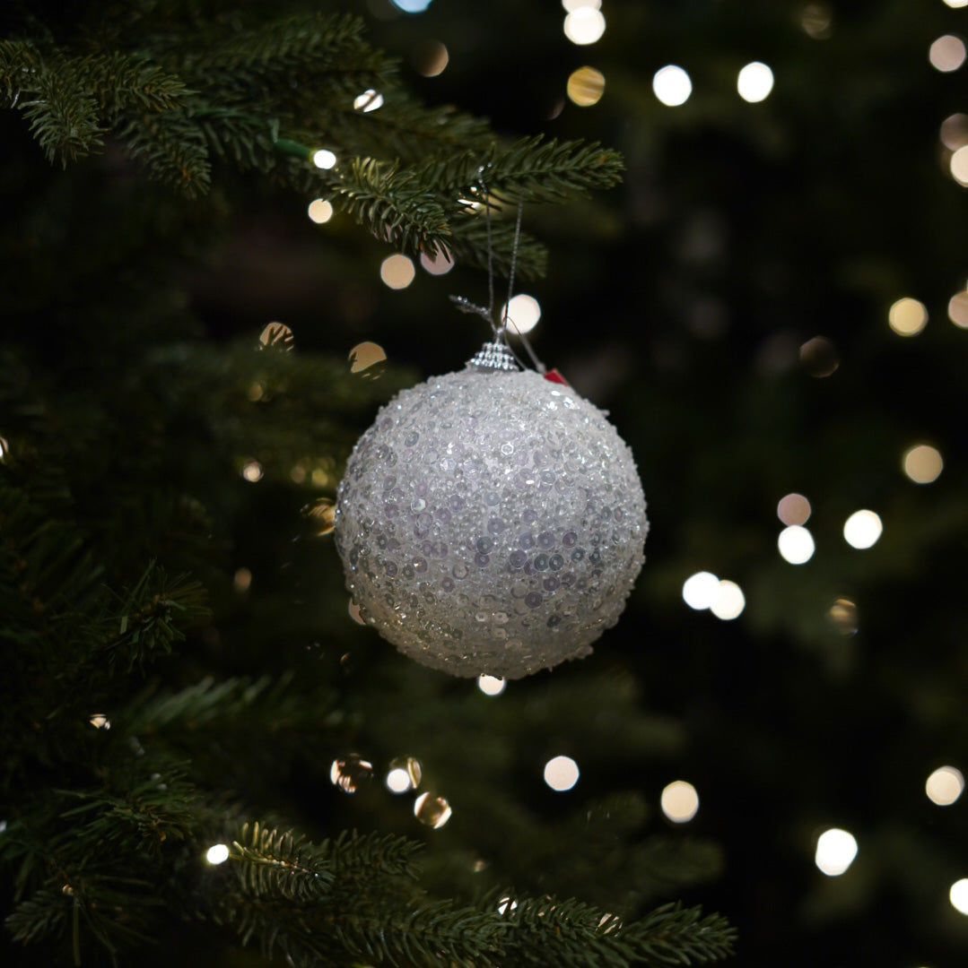 10cm Sequin White Ball
