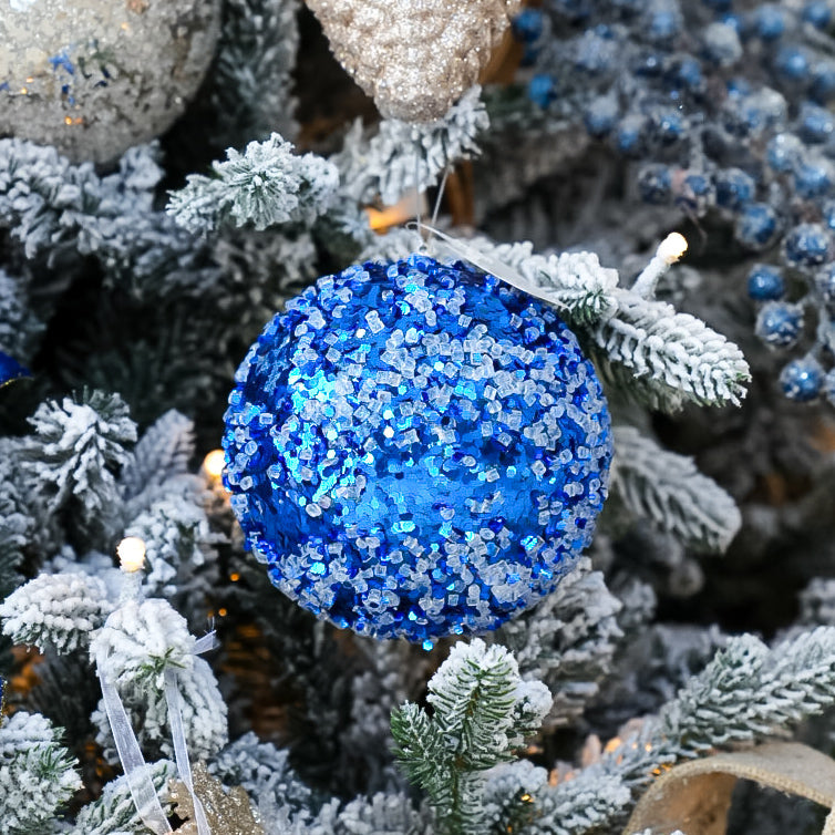 12cm Royal Blue Beads Christmas Ball Ornament