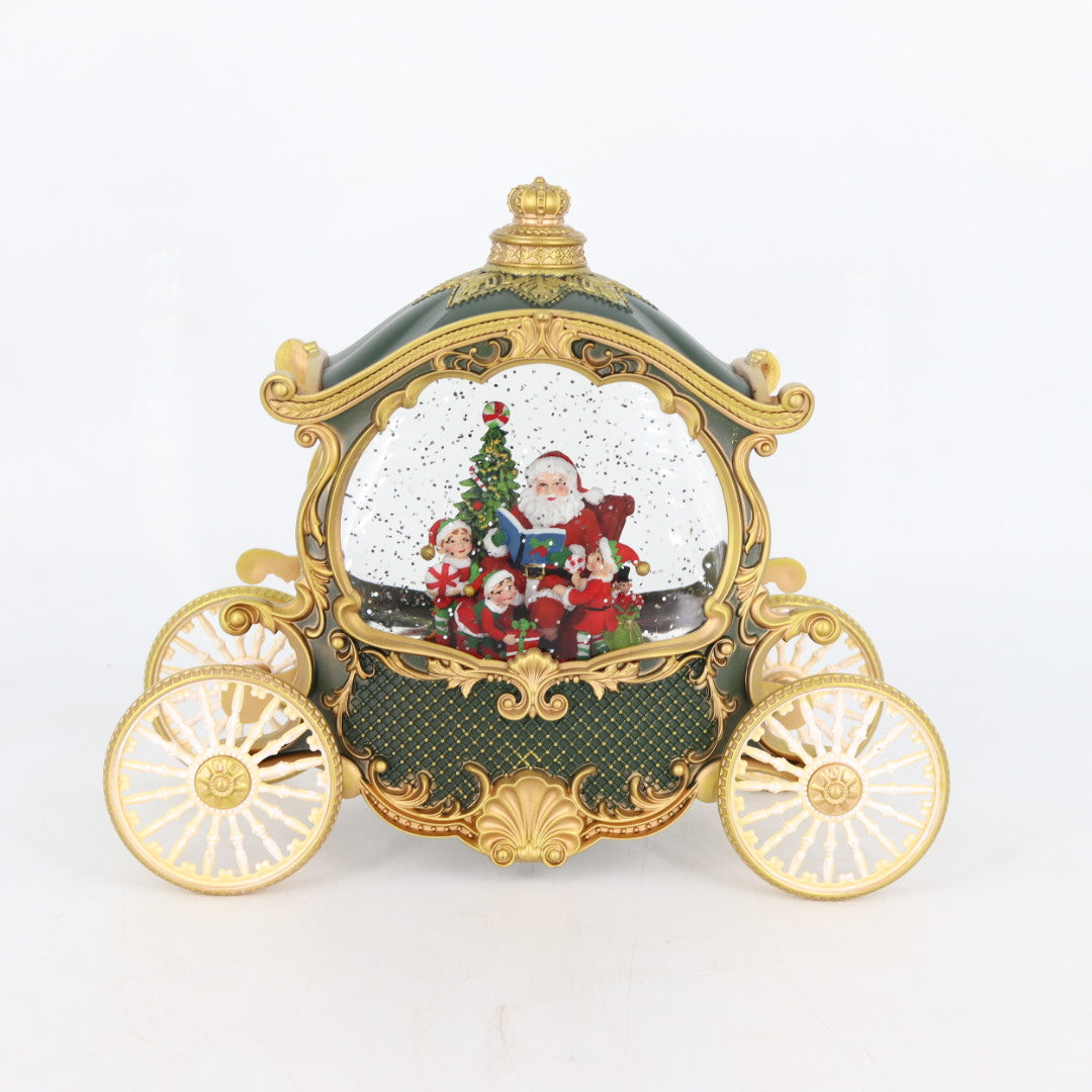 Vintage Carriage Santa Musical Water Latern