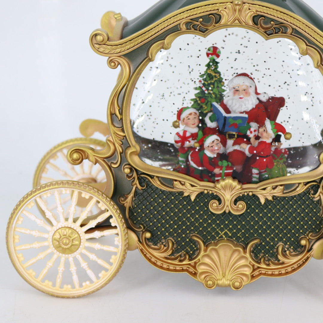 Vintage Carriage Santa Musical Water Latern