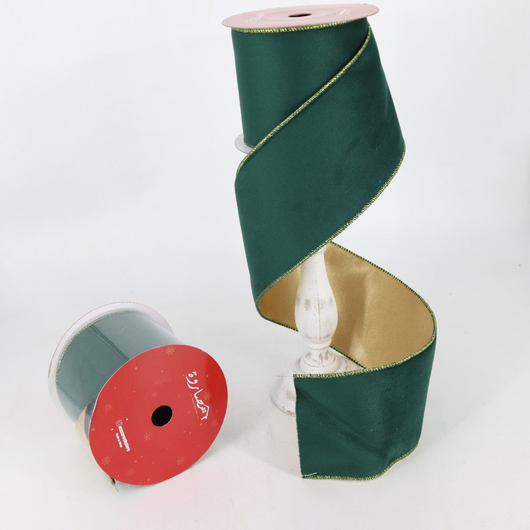 Emarld Green Velvet Wired Ribbon