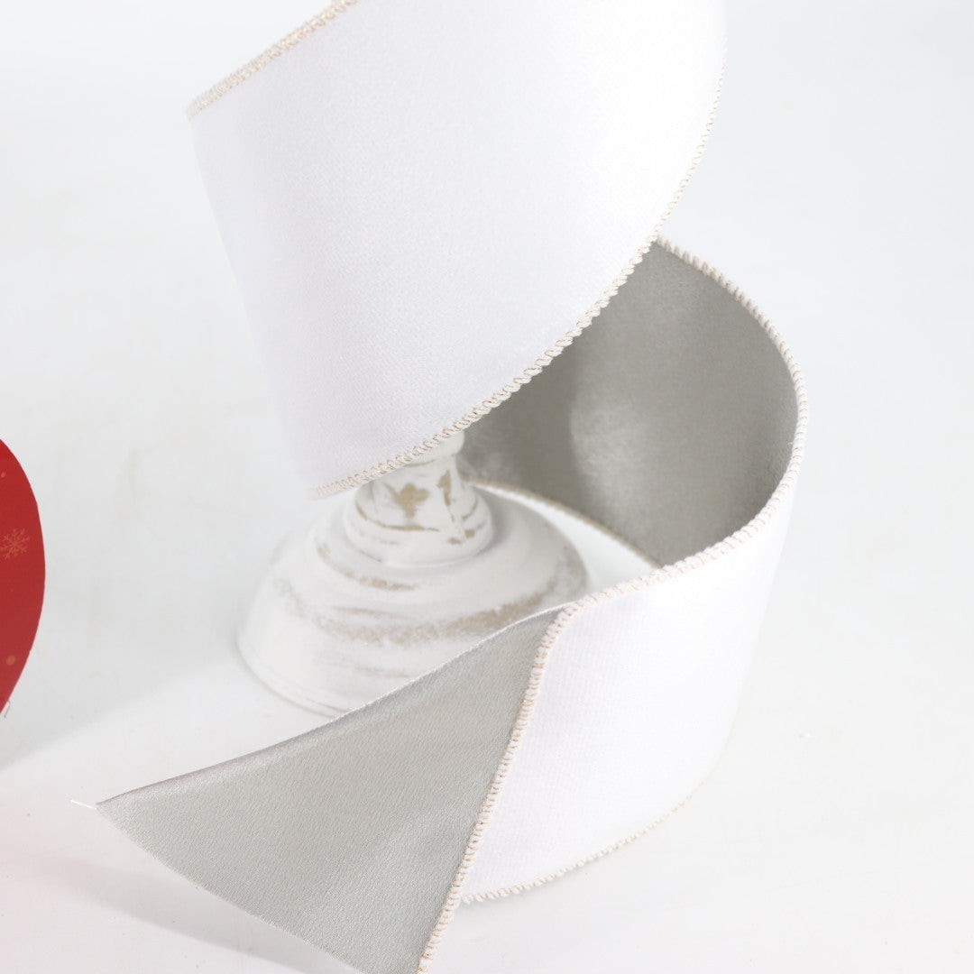 White Velvet Wired Ribbon