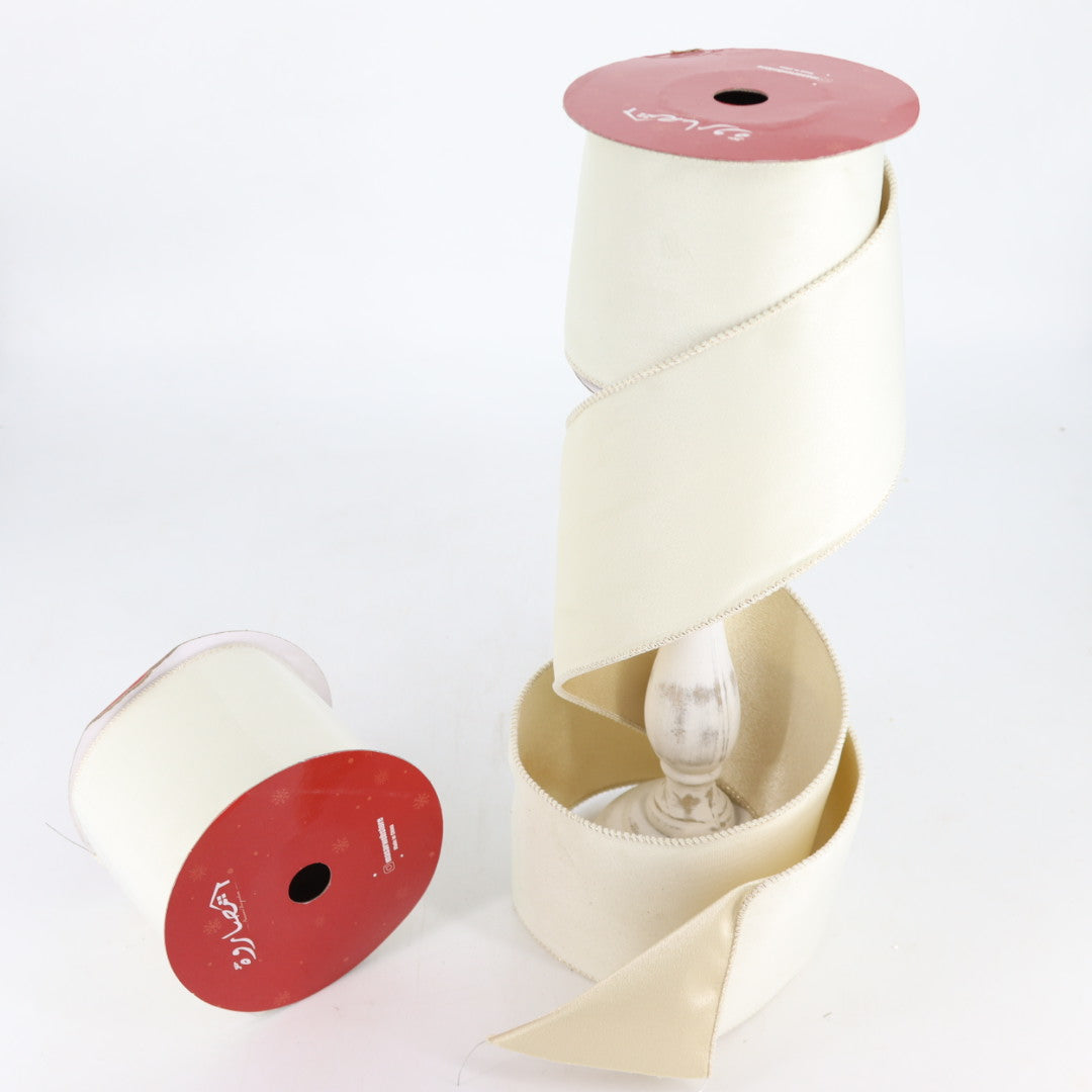 Ivory Velvet Wired Ribbon