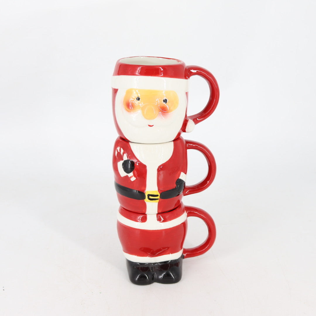 Set of Three Stacking Santa Mugs