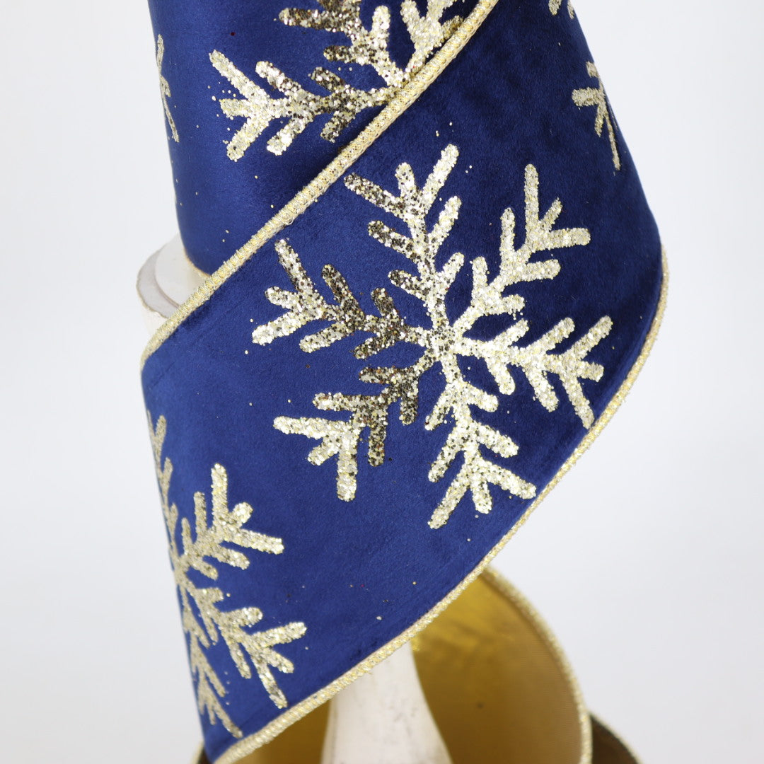 Navy Snowflake Ribbon