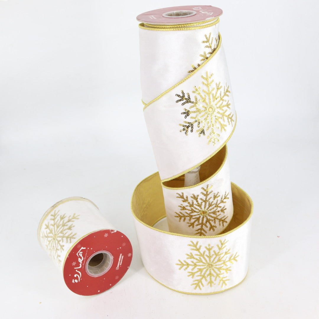 Gold Snowflakes Ribbon