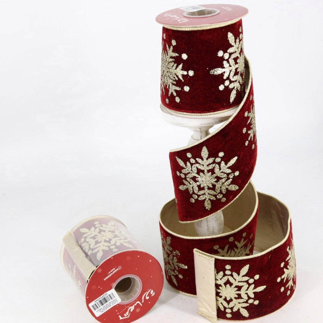 Burgundy Snowflake Ribbon
