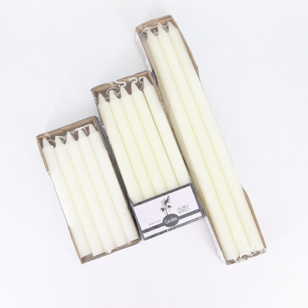 White Taper Candles Set 20cm 25cm 40cm