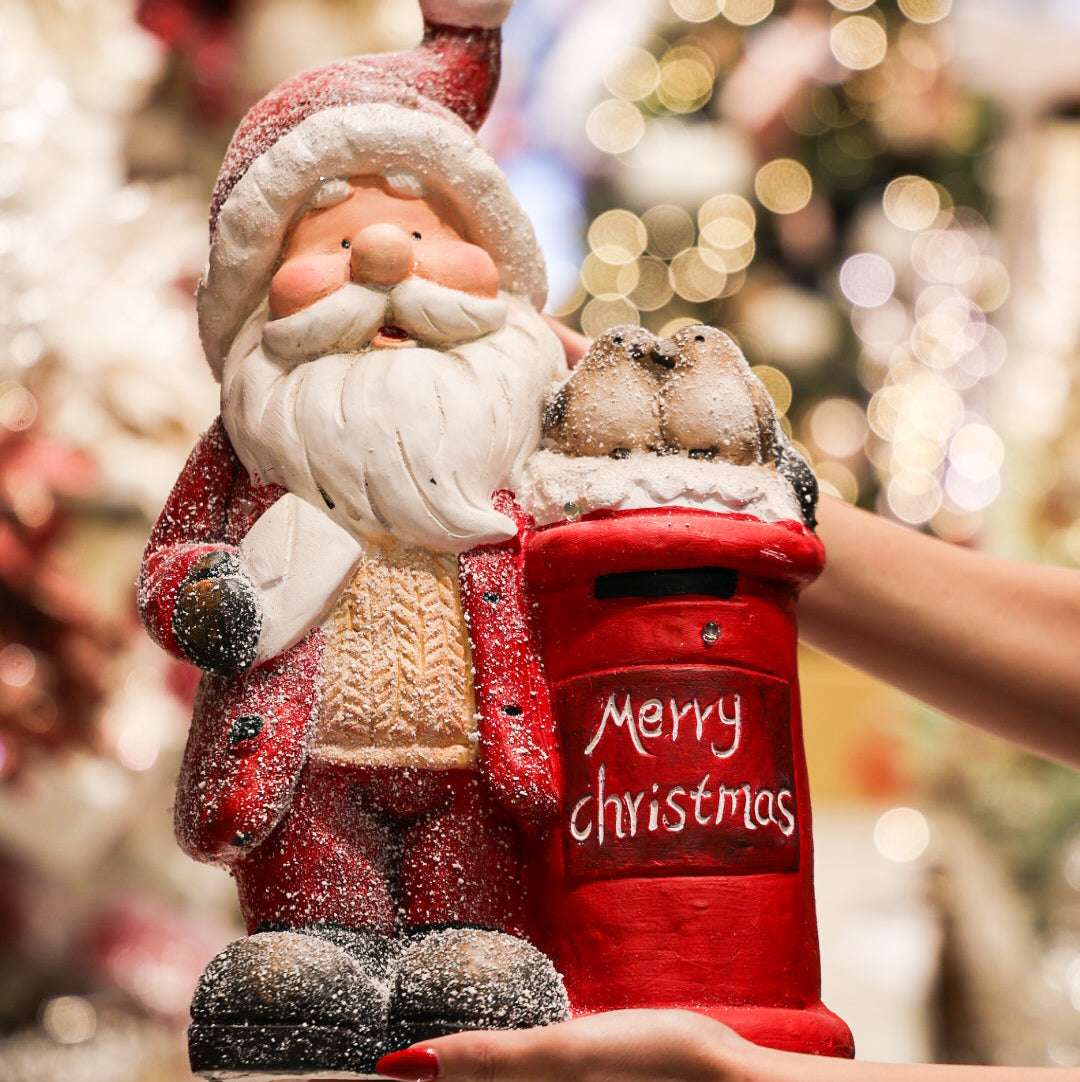 Santa with Mail Box figurine