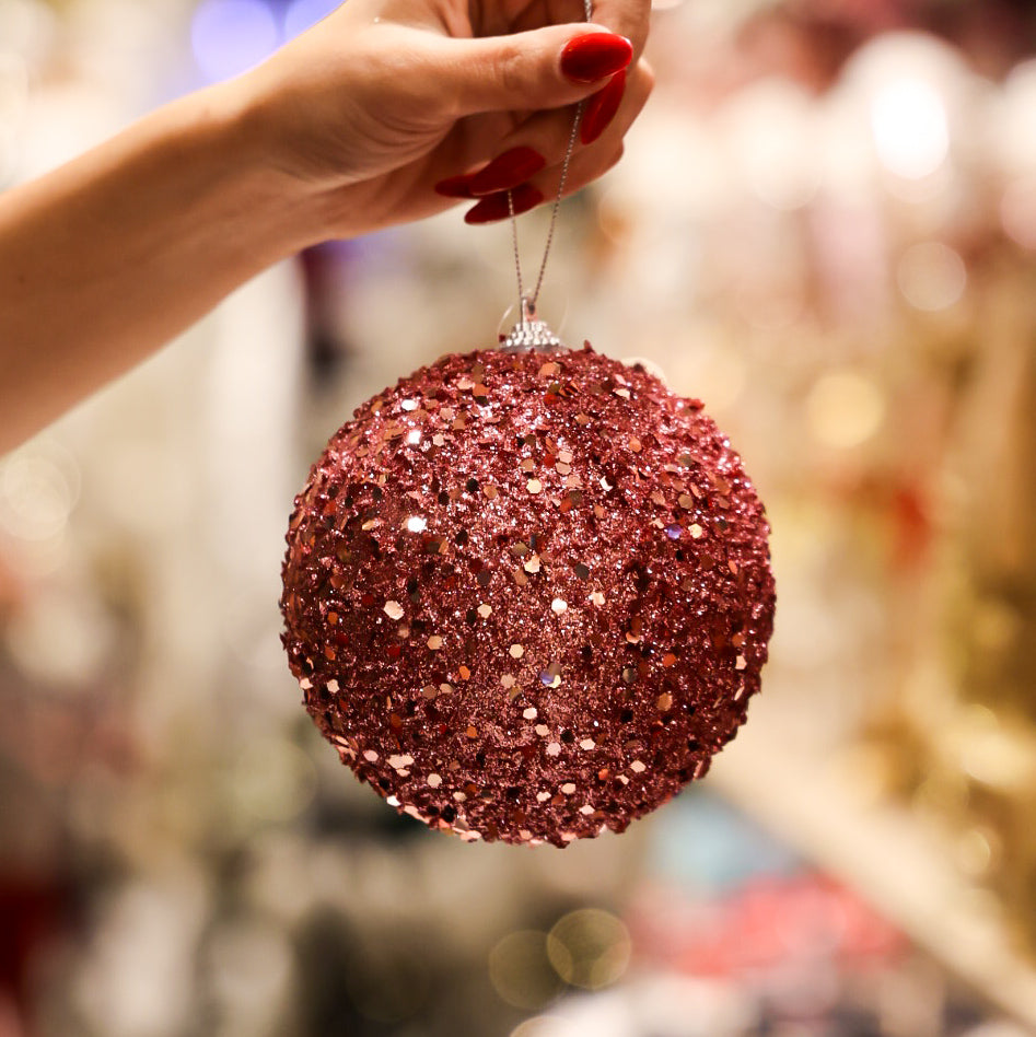 12cm Pink Glitter Ball
