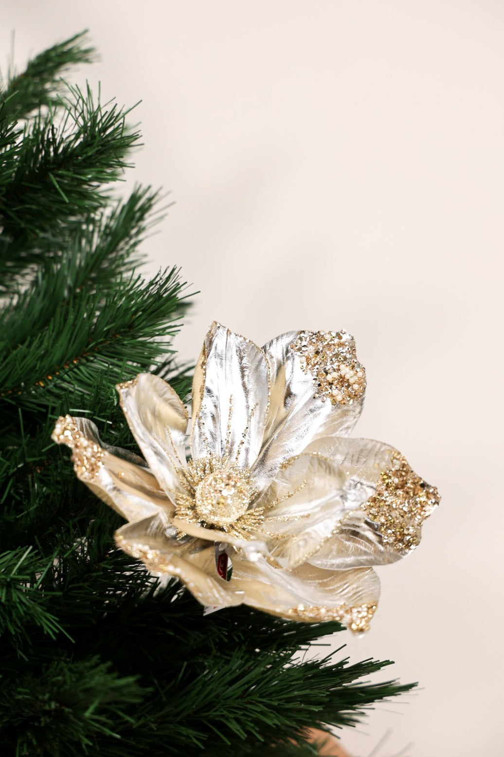 Metallic Magnolia Christmas Tree Flower